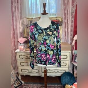 Talbots 100% Merino wool cardigan with glass buttons XS NWOT